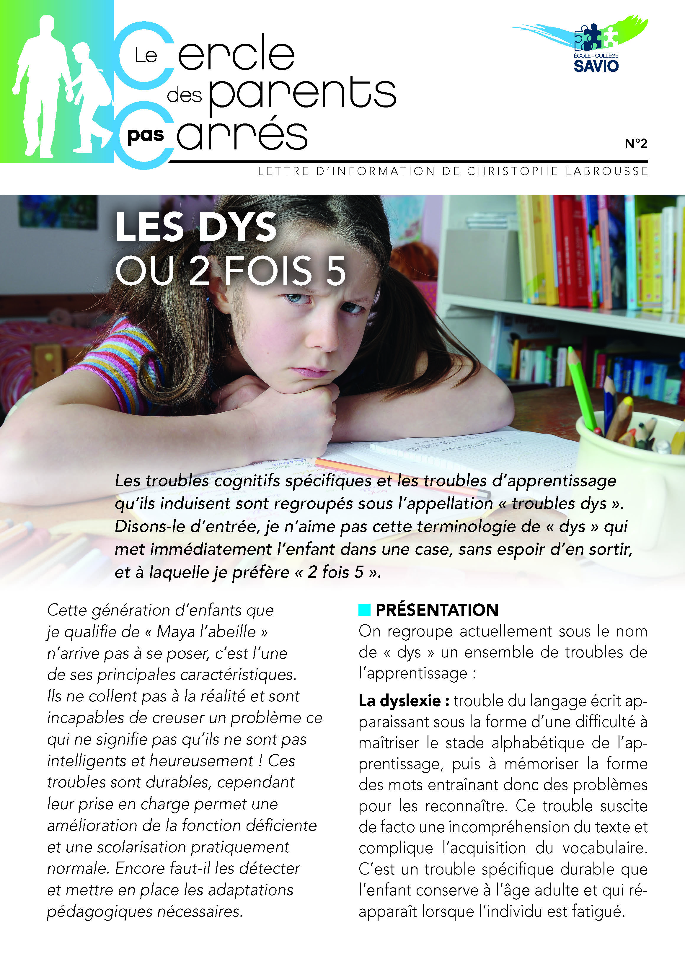 COUV SAVIO FICHE n°2 - LES DYS OU 2 FOIS 5