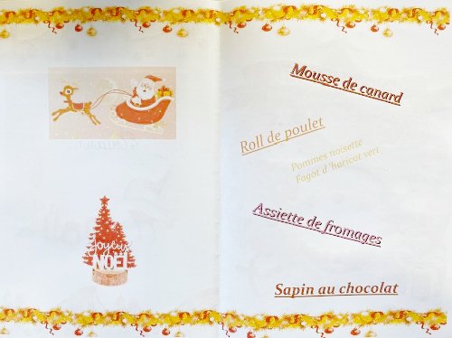 Menu de Noël 2023